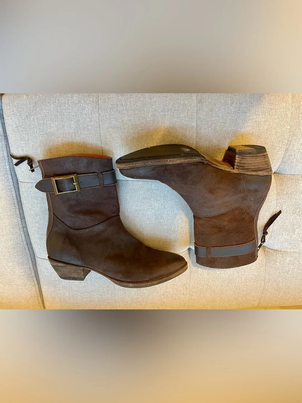 Blackstone Praline Brown Leather Mid-Calf Buckle Boots EU 39 US 8.5
